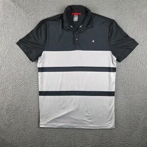 Redvanly Polo Shirt Mens Small Black White Striped Performance Stretch Golf Logo